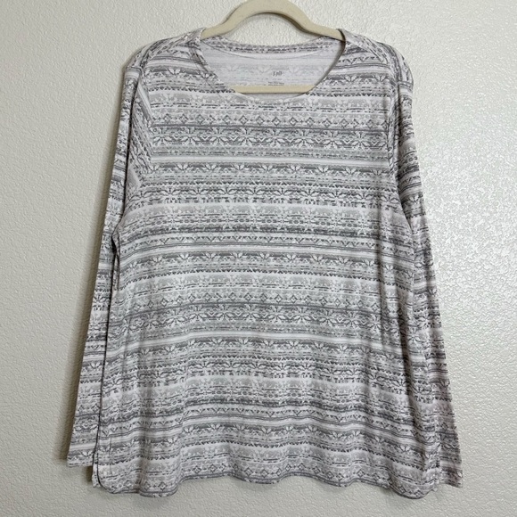 J. Jill Tops - J. Jill 100% Pima Cotton Floral Crewneck Long Sleeves Tee, Size XL